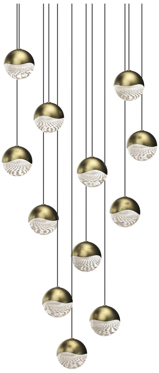 Grapes 16.25" Wide Round 12-Light Brass LED Pendant