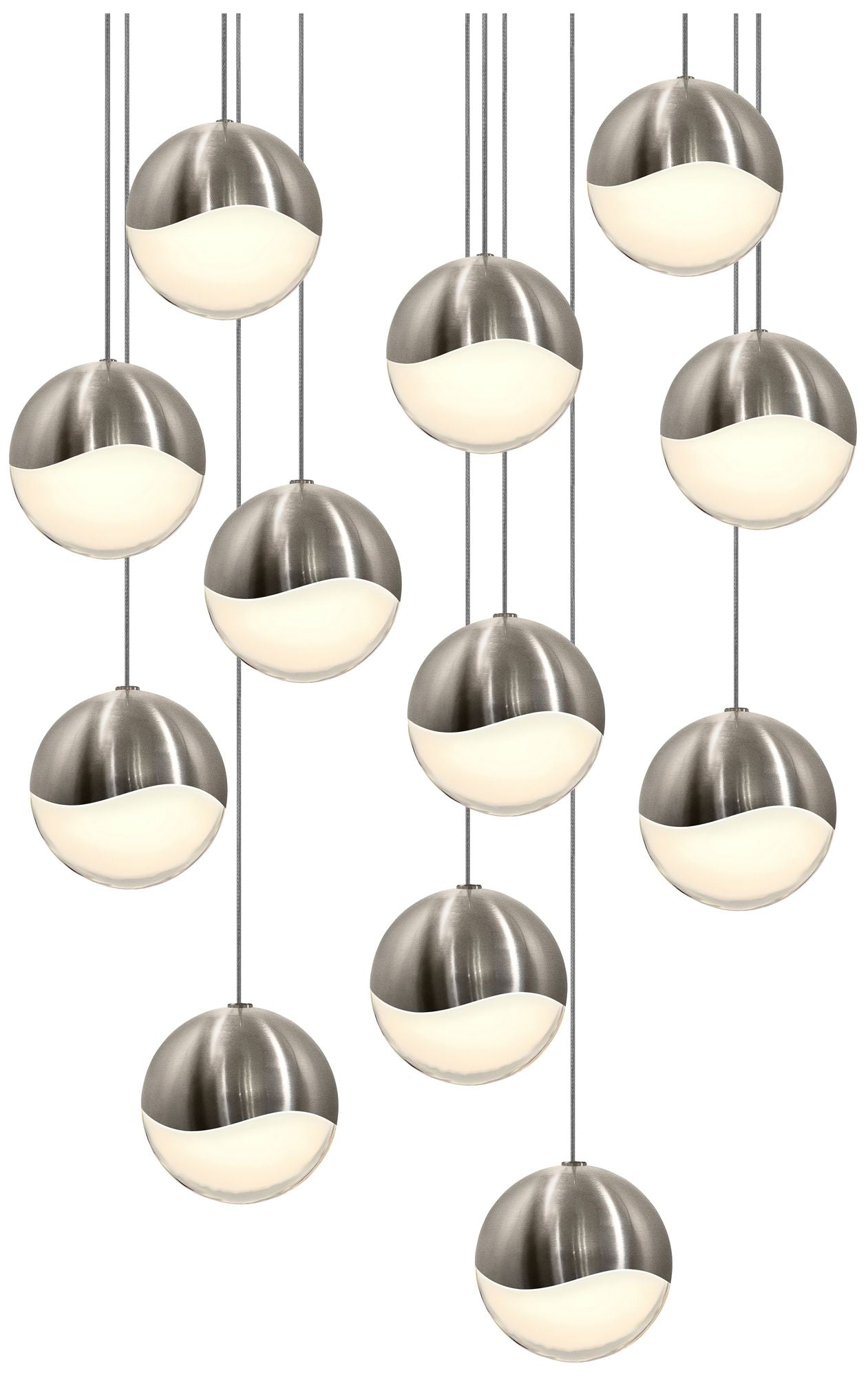 Grapes 17" Wide 12-Light Satin Nickel LED Pendant