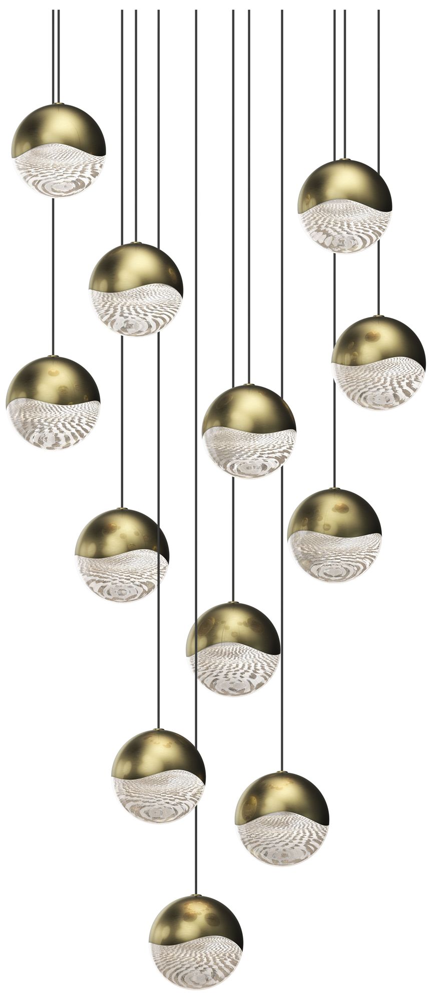 Grapes 17" Wide Round 12-Light Brass LED Pendant