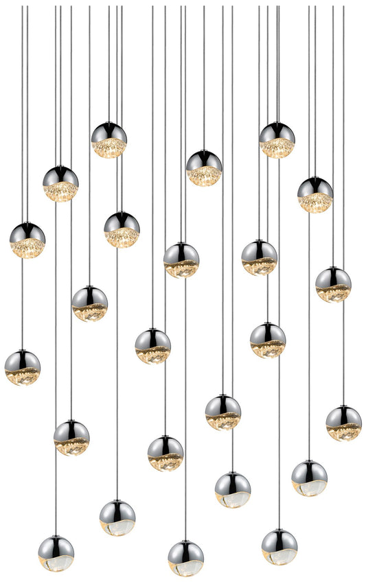 Grapes 25.5" Wide 24-Light Polished Chrome LED Pendant
