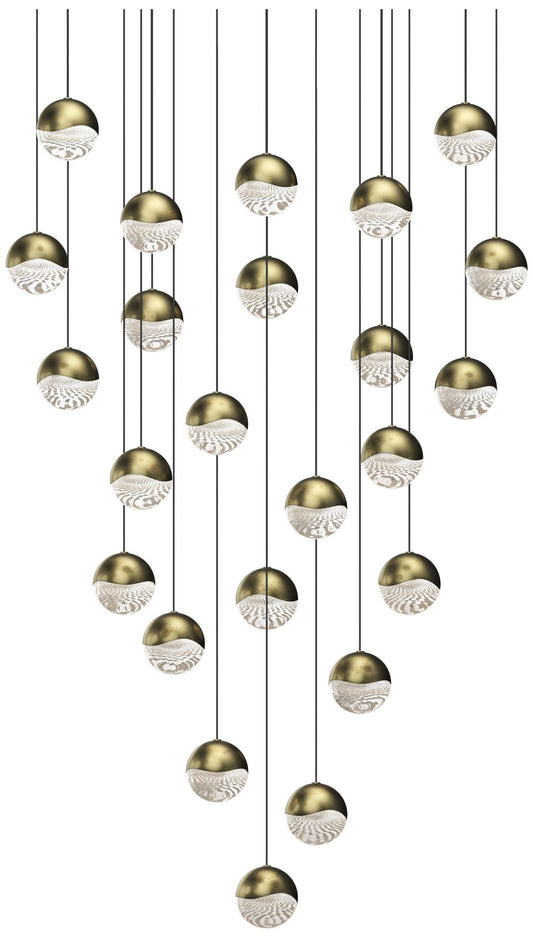 Grapes 26.25" Wide Round 24-Light Brass LED Pendant