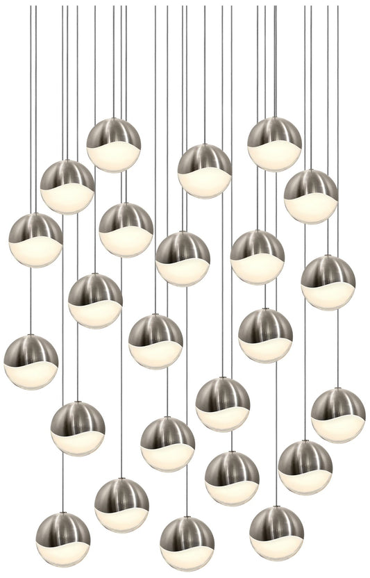 Grapes 27" Wide 24-Light Satin Nickel LED Pendant