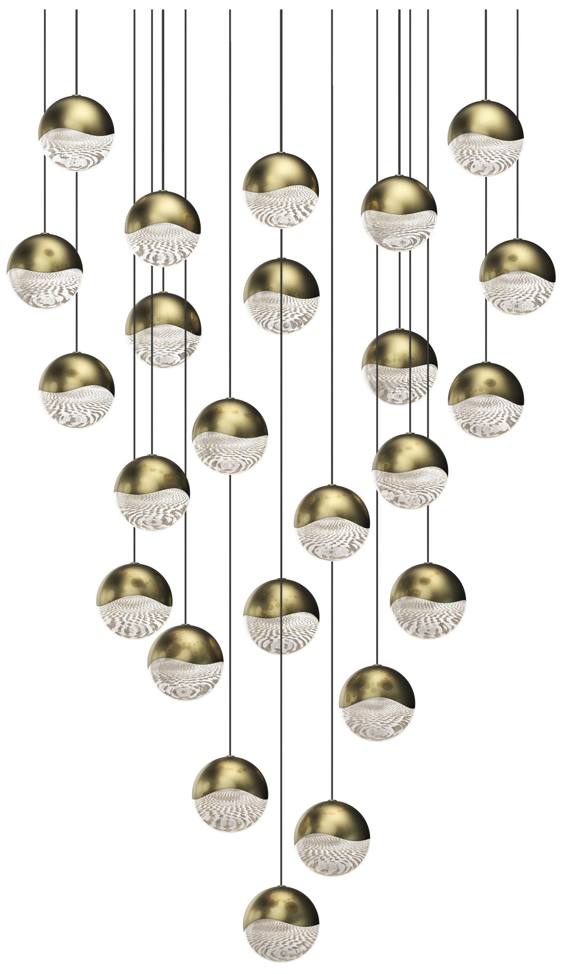 Grapes 27" Wide Round 24-Light Brass LED Pendant