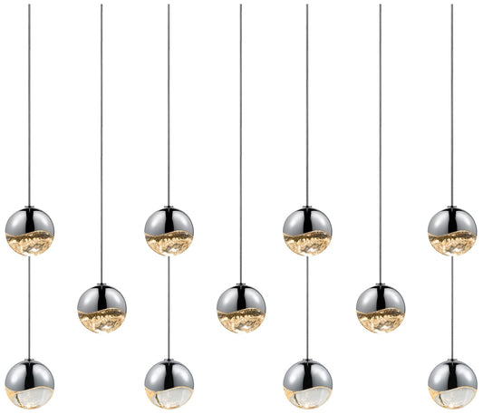 Grapes 36.25" Wide 11.Light Polished Chrome Small LED Pendant