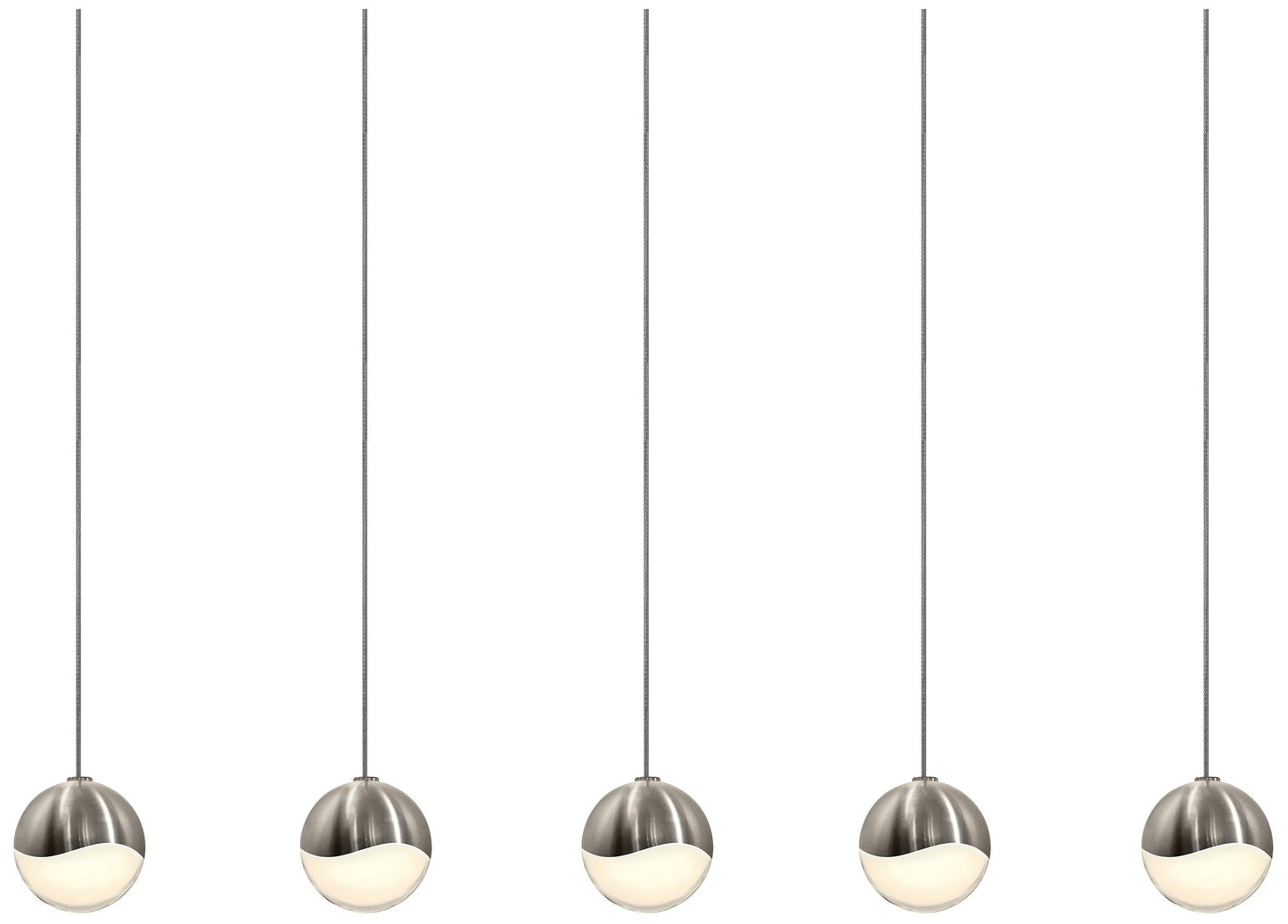 Grapes 36.5" Wide 5.Light Satin Nickel Small LED Pendant