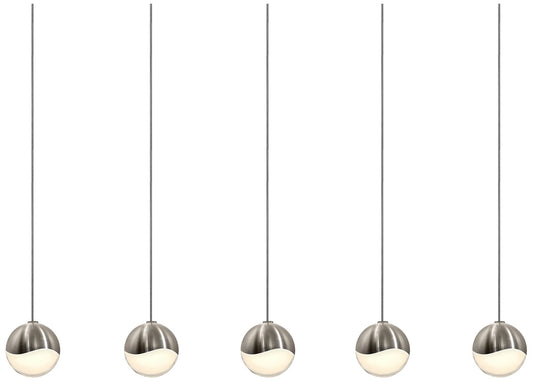 Grapes 36.5" Wide 5.Light Satin Nickel Small LED Pendant