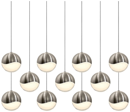 Grapes 37.5" Wide 11.Light Satin Nickel Large LED Pendant