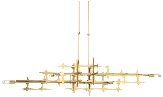 Grid 53.6" Wide Modern Brass Long Pendant