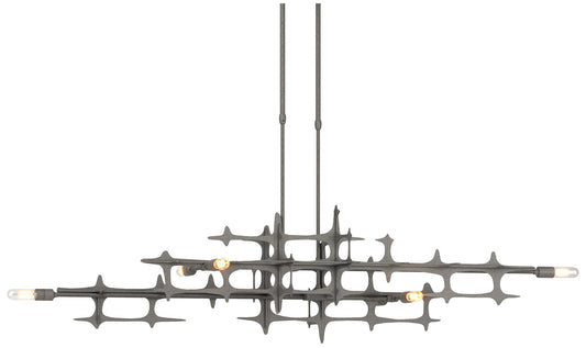 Grid 53.6" Wide Natural Iron Long Pendant