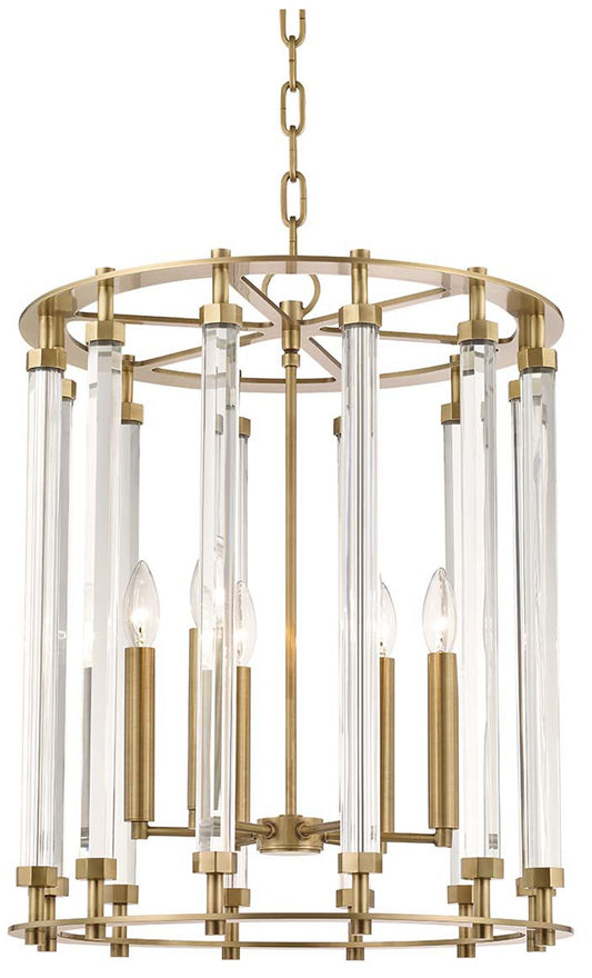 Haddon 6 Light Pendant Aged Brass