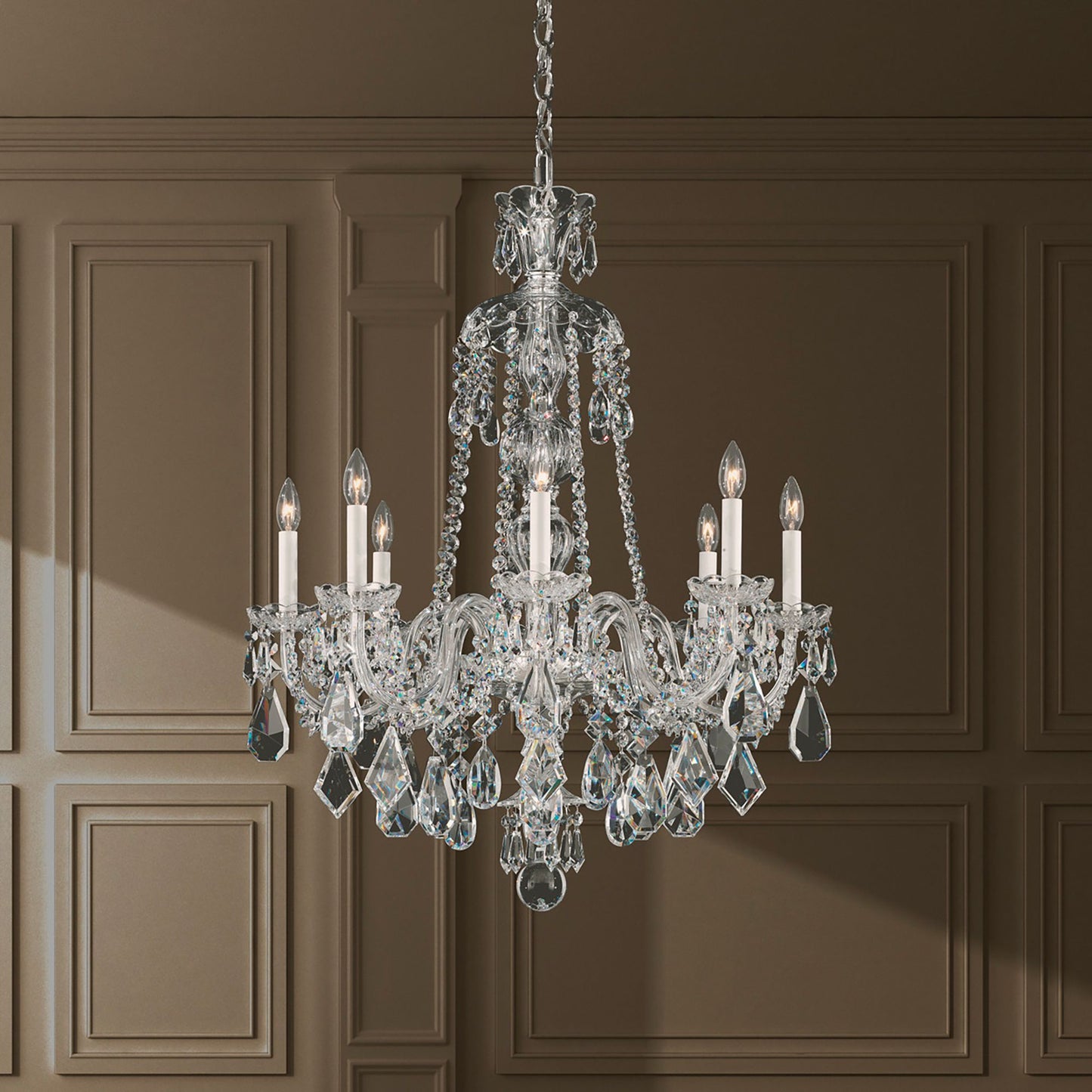 Hamilton 35"H x 28"W 8-Light Crystal Chandelier in Silver