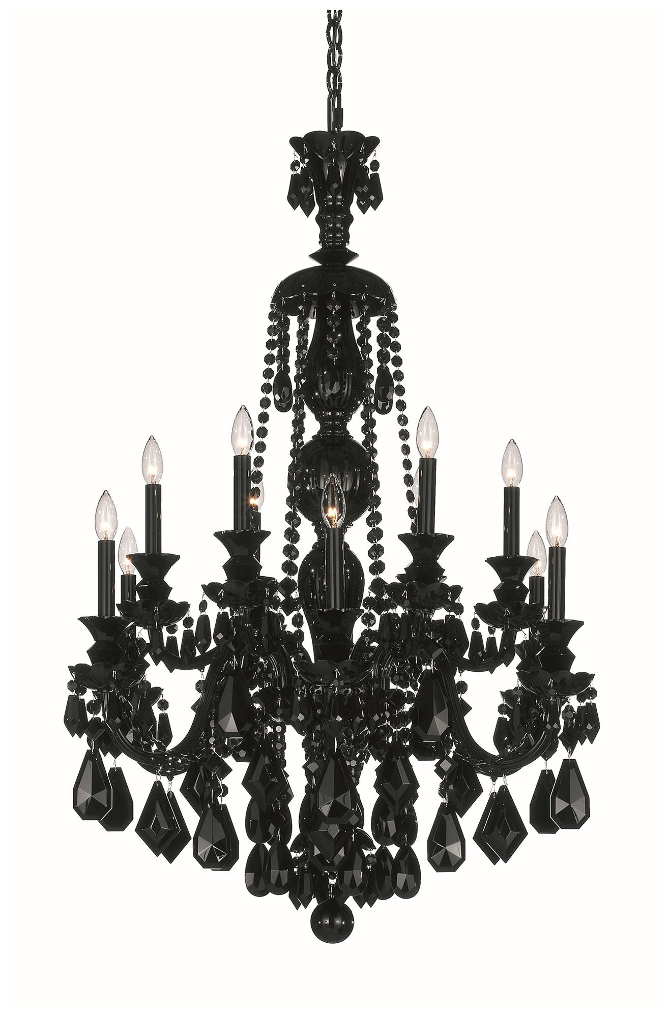 Hamilton 44"H x 30"W 12-Light Crystal Chandelier in Jet Black