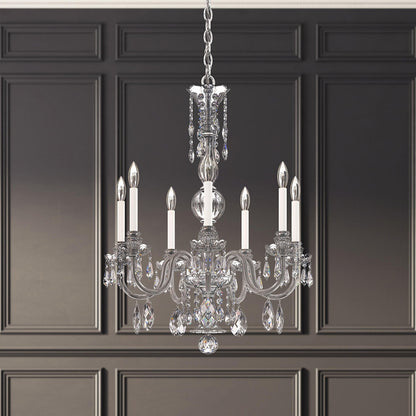 Hamilton Nouveau 32.5"H x 26"W 6-Light Crystal Chandelier in Silv