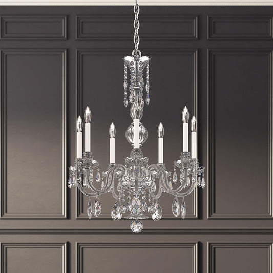 Hamilton Nouveau 32.5"H x 26"W 6-Light Crystal Chandelier in Silv