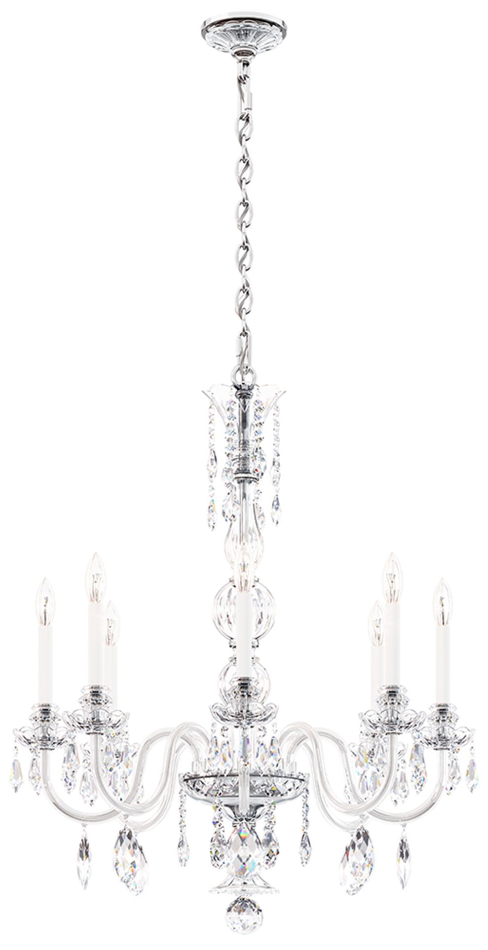 Hamilton Nouveau 35"H x 28"W 7-Light Crystal Chandelier in Silver