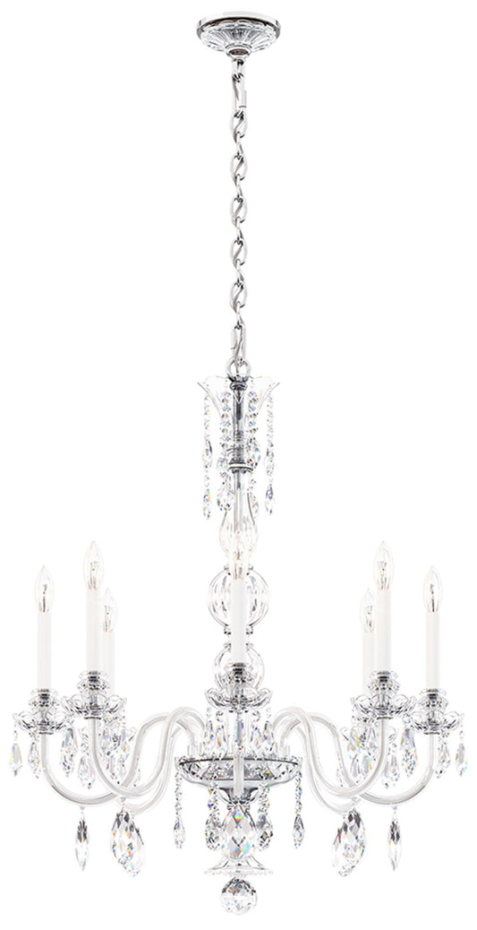 Hamilton Nouveau 35"H x 28"W 7-Light Crystal Chandelier in Silver