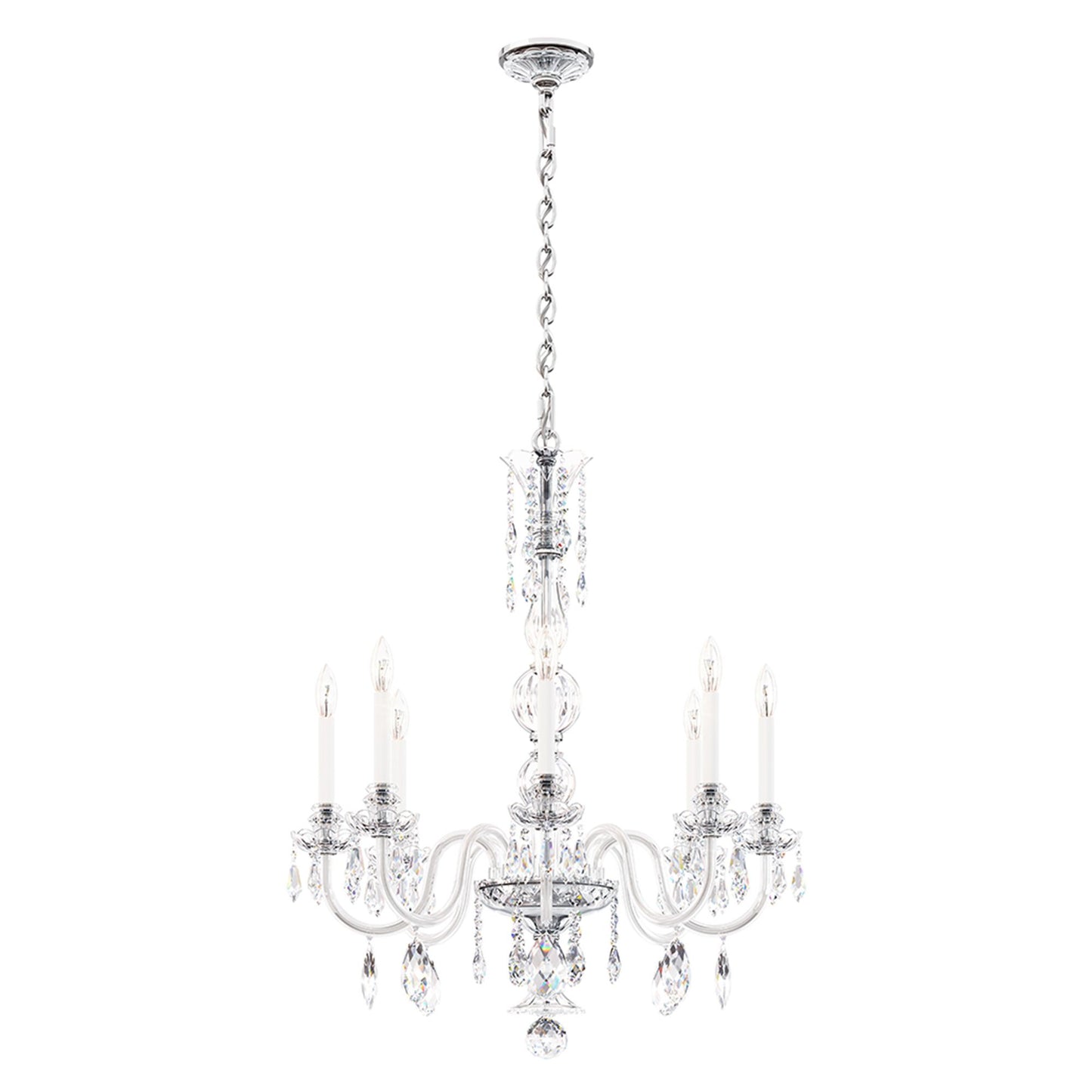 Hamilton Nouveau 35"H x 28"W 7-Light Crystal Chandelier in Silver