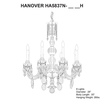 Hamilton Nouveau 35"H x 28"W 7-Light Crystal Chandelier in Silver