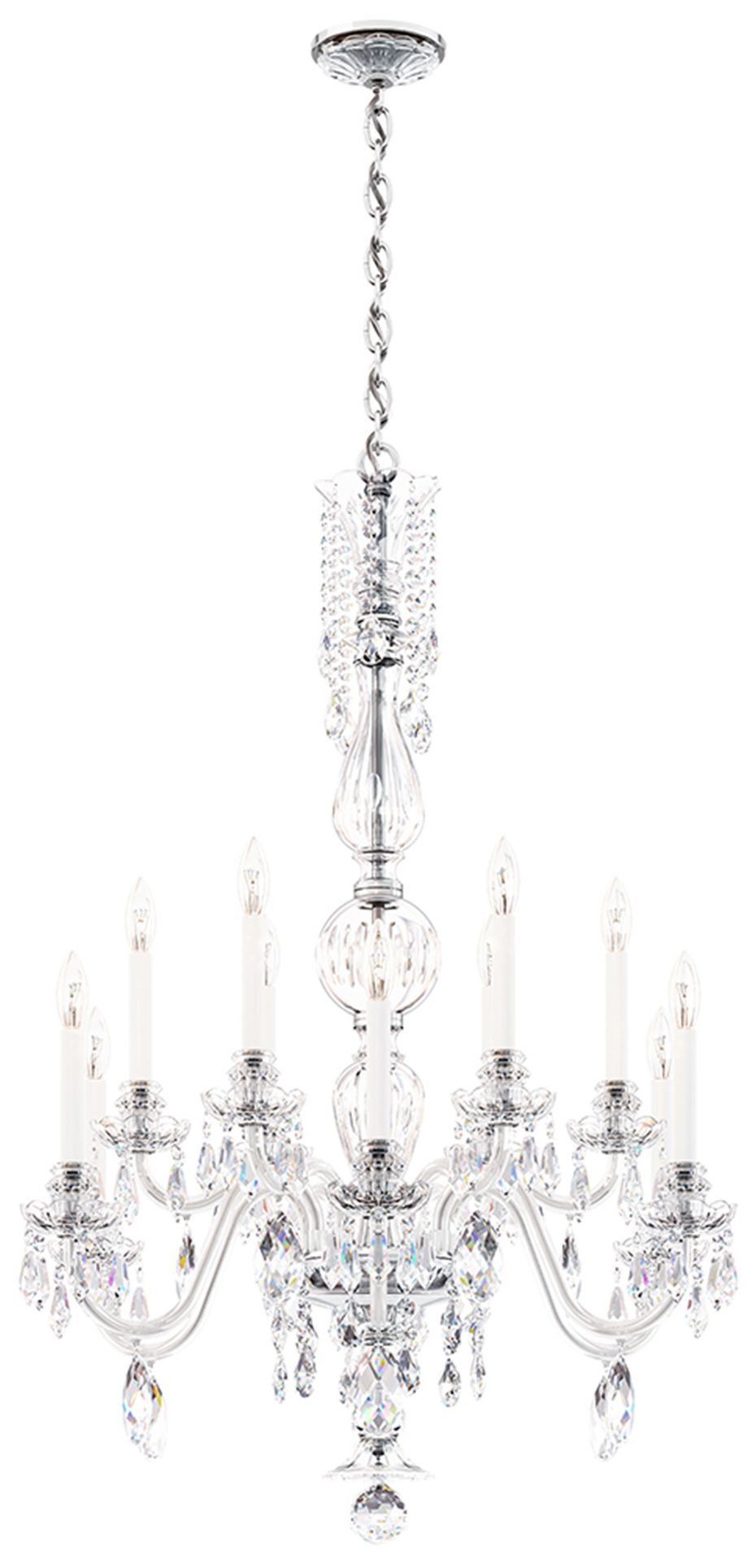 Hamilton Nouveau 44"H x 30"W 8-Light Crystal Chandelier in Silver