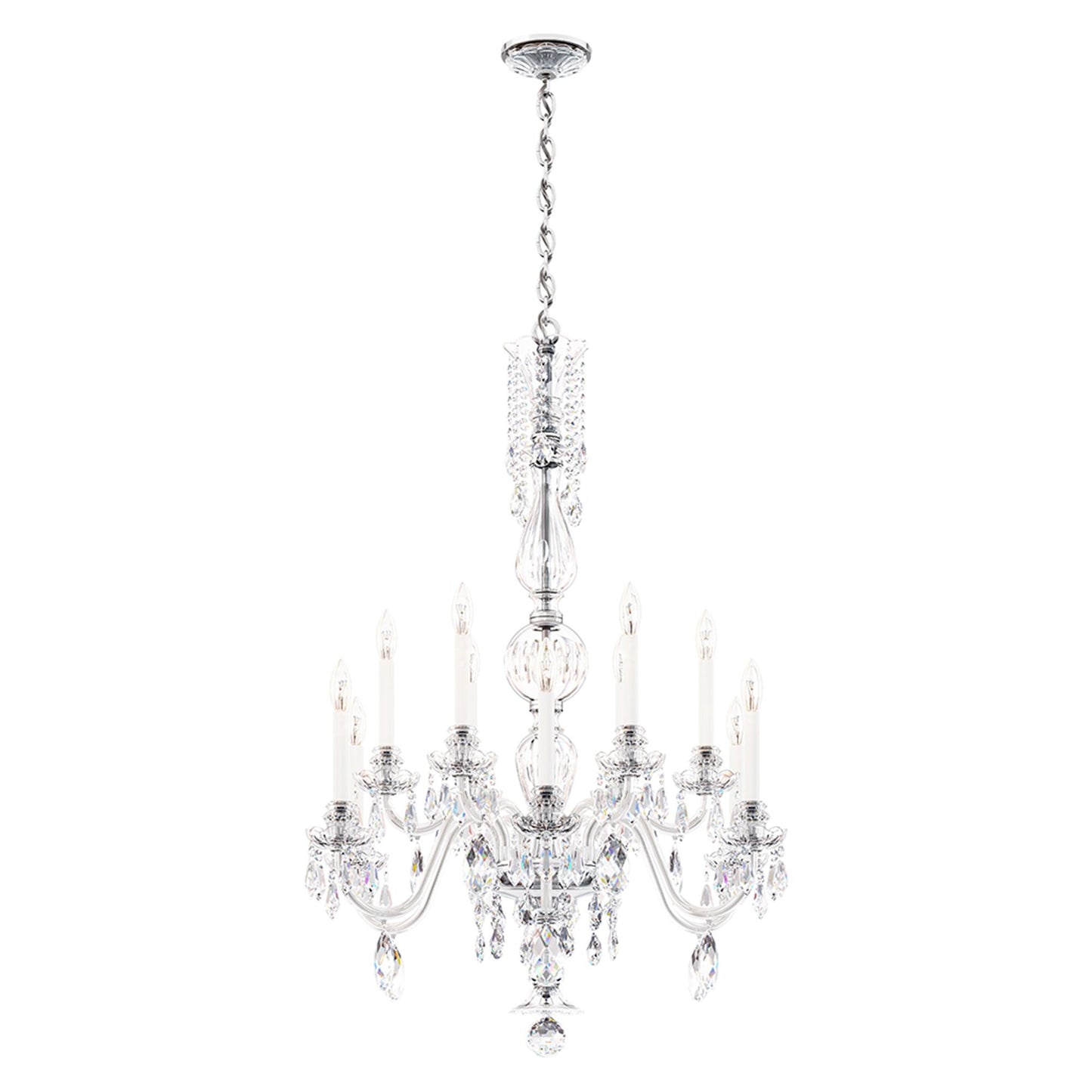 Hamilton Nouveau 44"H x 30"W 8-Light Crystal Chandelier in Silver