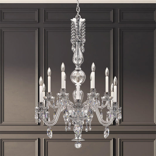 Hamilton Nouveau 44"H x 30"W 8-Light Crystal Chandelier in Silver