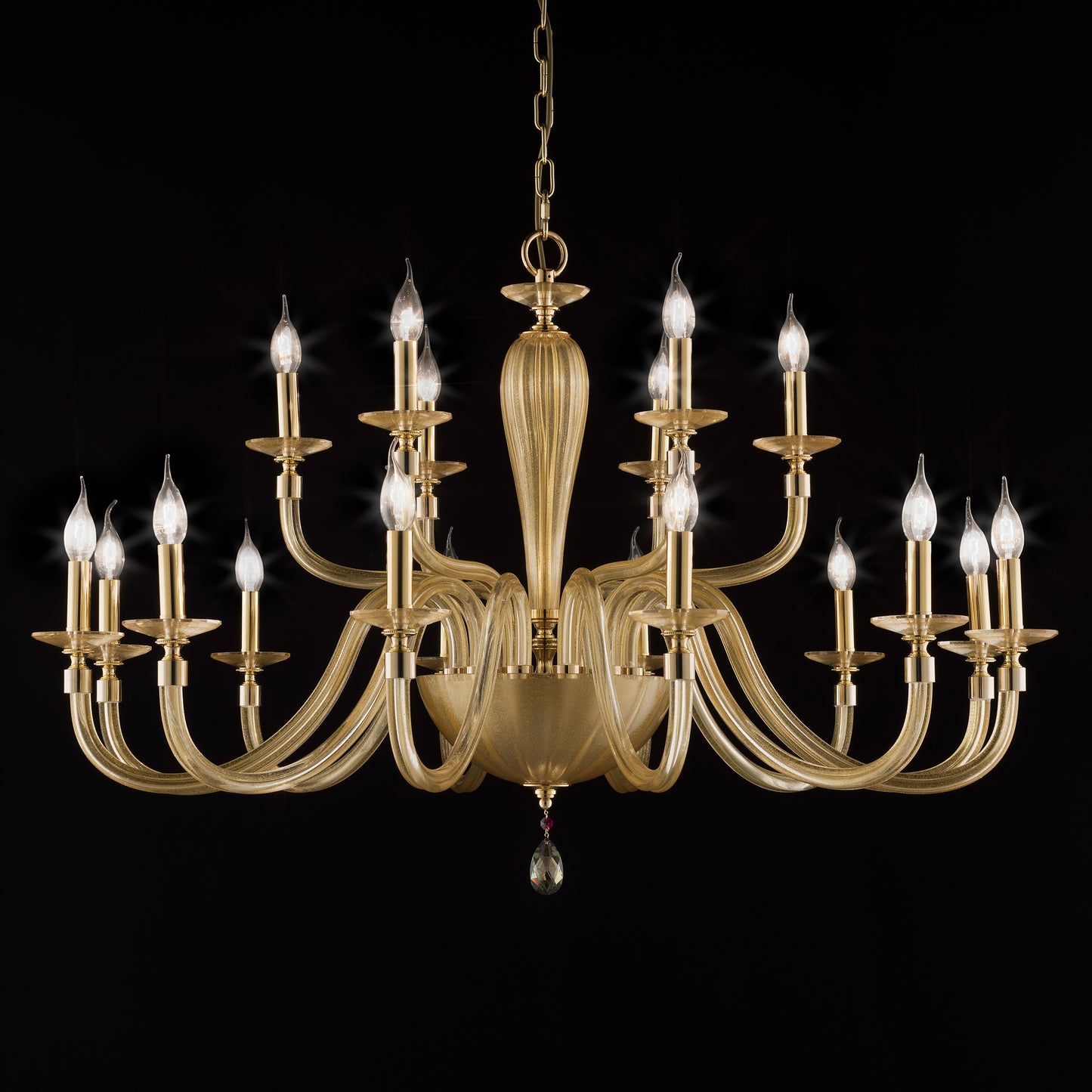 Hand Blown Gold Sheen Glass Chandelier