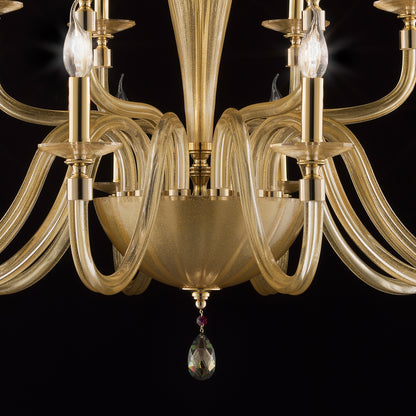 Hand Blown Gold Sheen Glass Chandelier