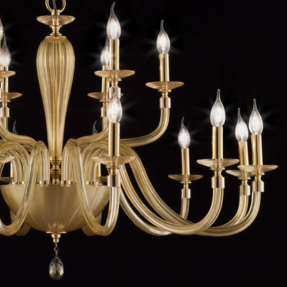 Hand Blown Gold Sheen Glass Chandelier