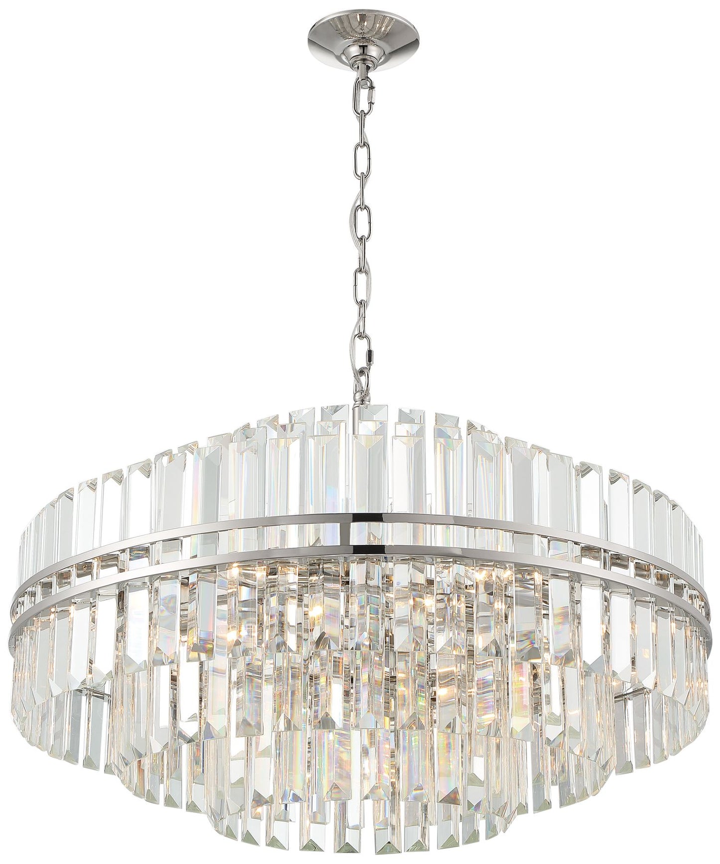 Hayes 28" Wide Polished Nickel Crystal 16-Light Chandelier