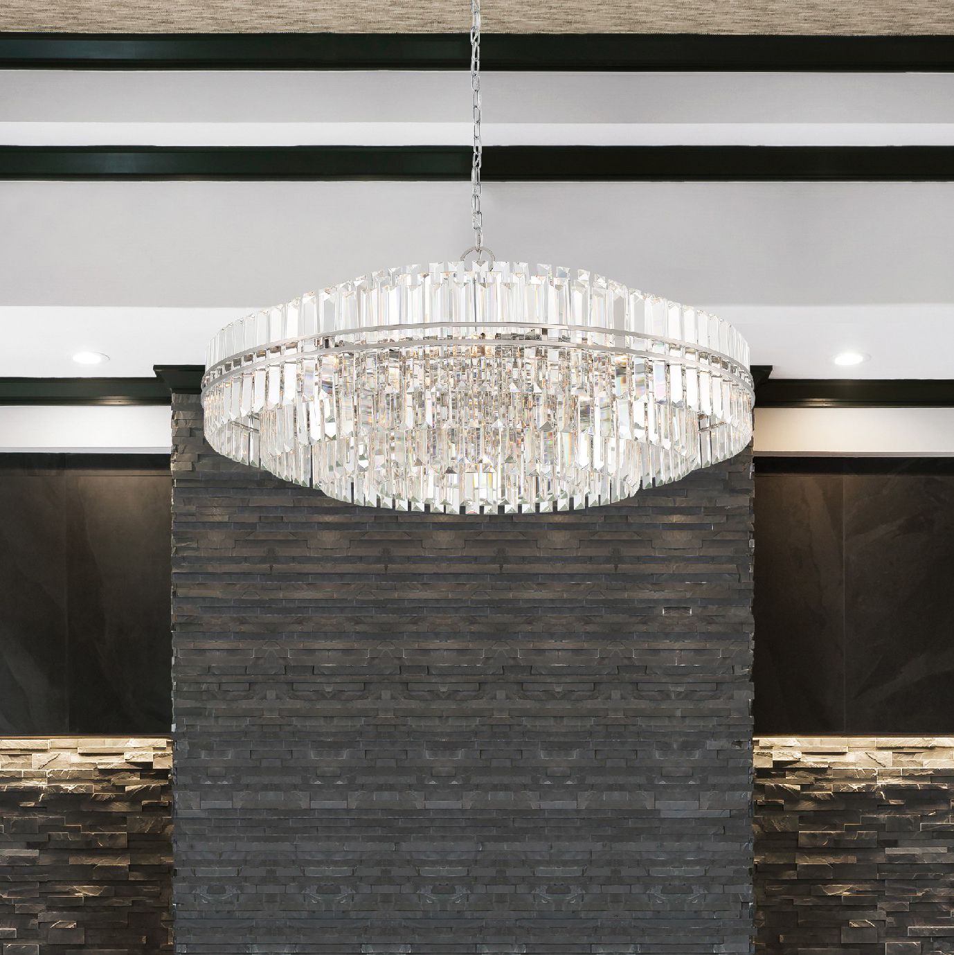 Hayes 40 1/2" Wide Polished Nickel and Crystal Chandelier