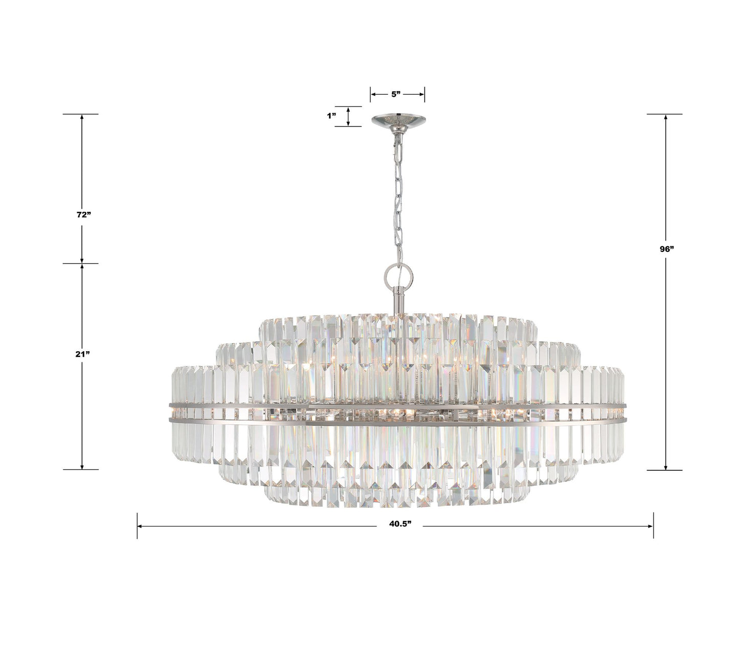 Hayes 40 1/2" Wide Polished Nickel and Crystal Chandelier