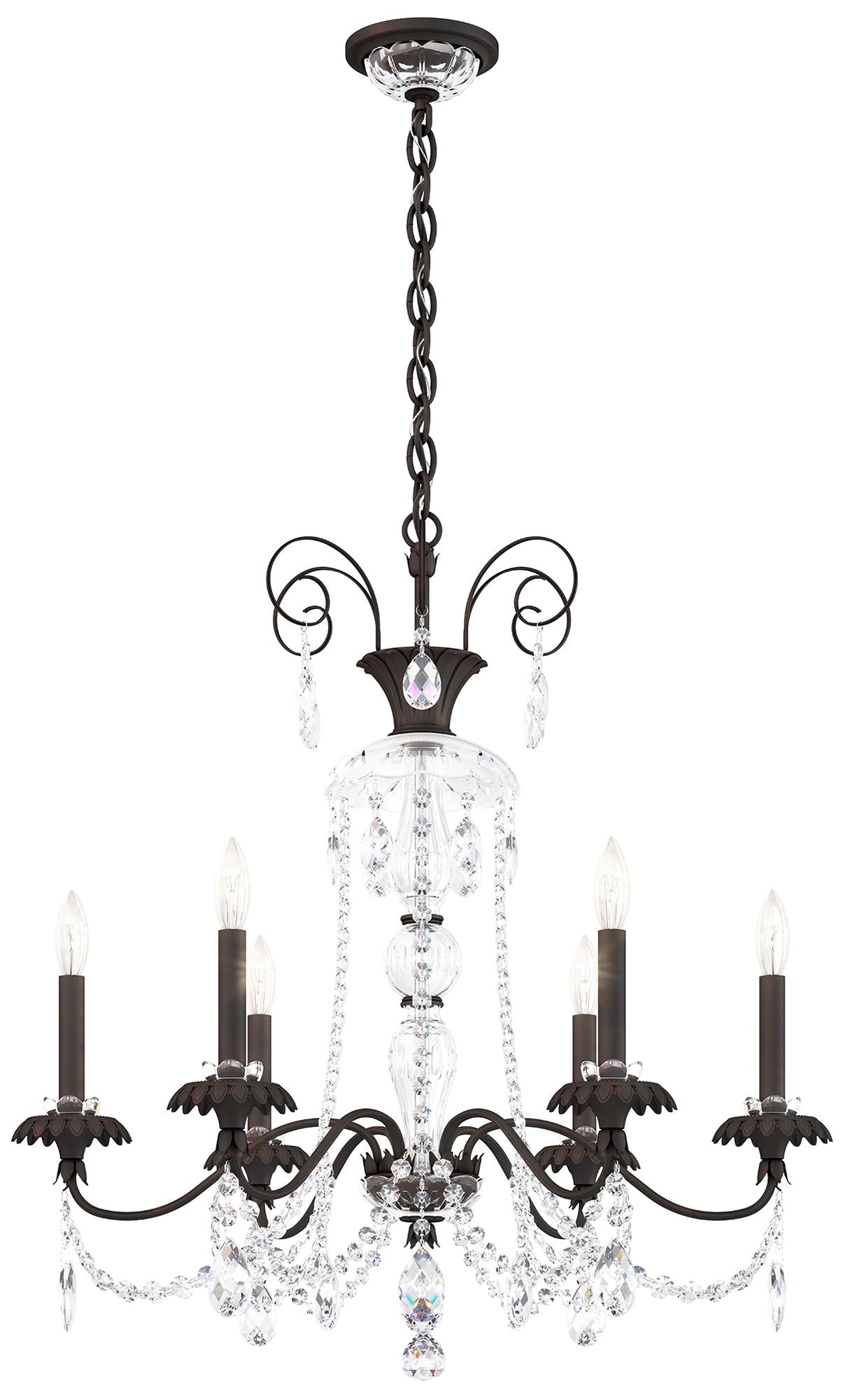 Helenia 30"H x 28"W 6-Light Crystal Chandelier in Black