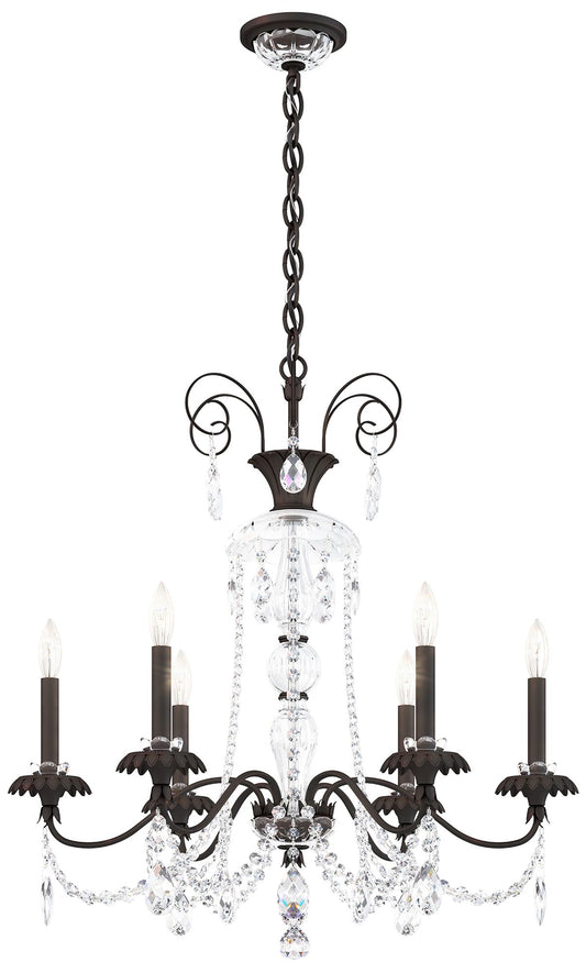 Helenia 30"H x 28"W 6-Light Crystal Chandelier in Black