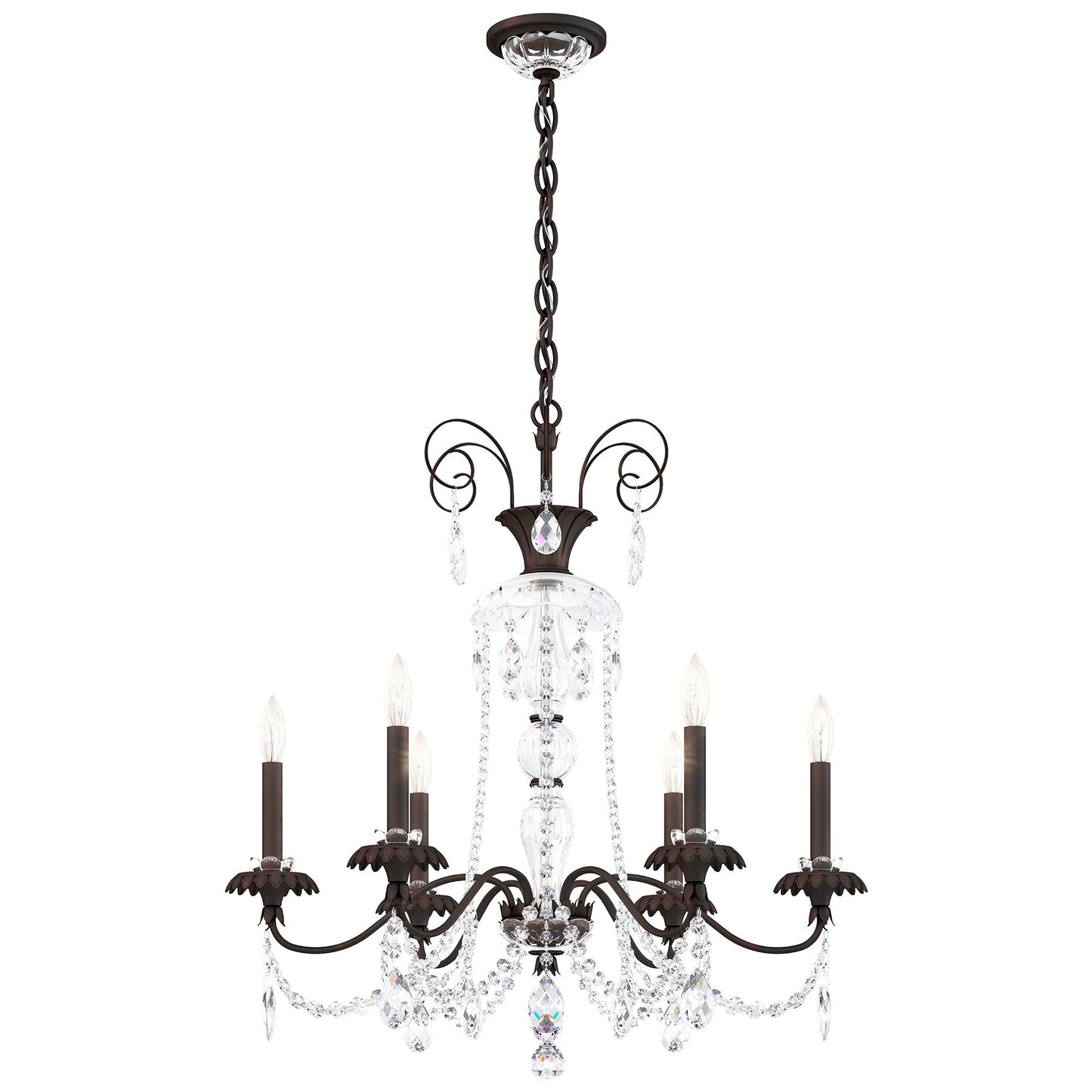 Helenia 30"H x 28"W 6-Light Crystal Chandelier in Black
