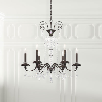 Helenia 30"H x 28"W 6-Light Crystal Chandelier in Black