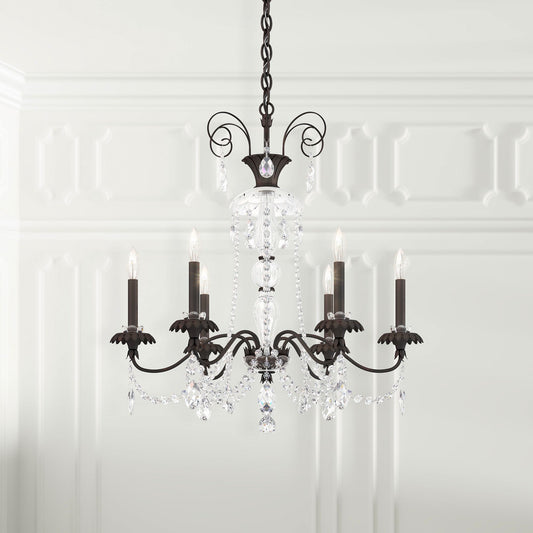Helenia 30"H x 28"W 6-Light Crystal Chandelier in Black