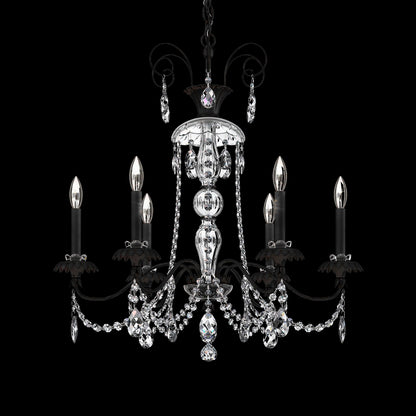 Helenia 30"H x 28"W 6-Light Crystal Chandelier in Black