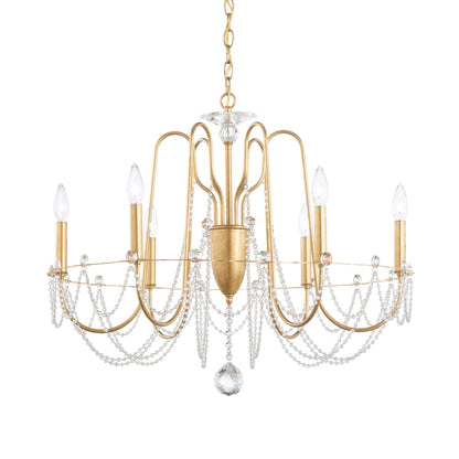 Helenia 30"H x 28"W 6-Light Crystal Chandelier in Heirloom Gold