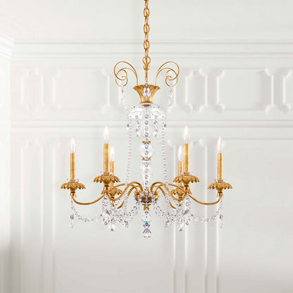 Helenia 30"H x 28"W 6-Light Crystal Chandelier in Heirloom Gold