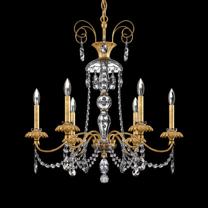 Helenia 30"H x 28"W 6-Light Crystal Chandelier in Heirloom Gold