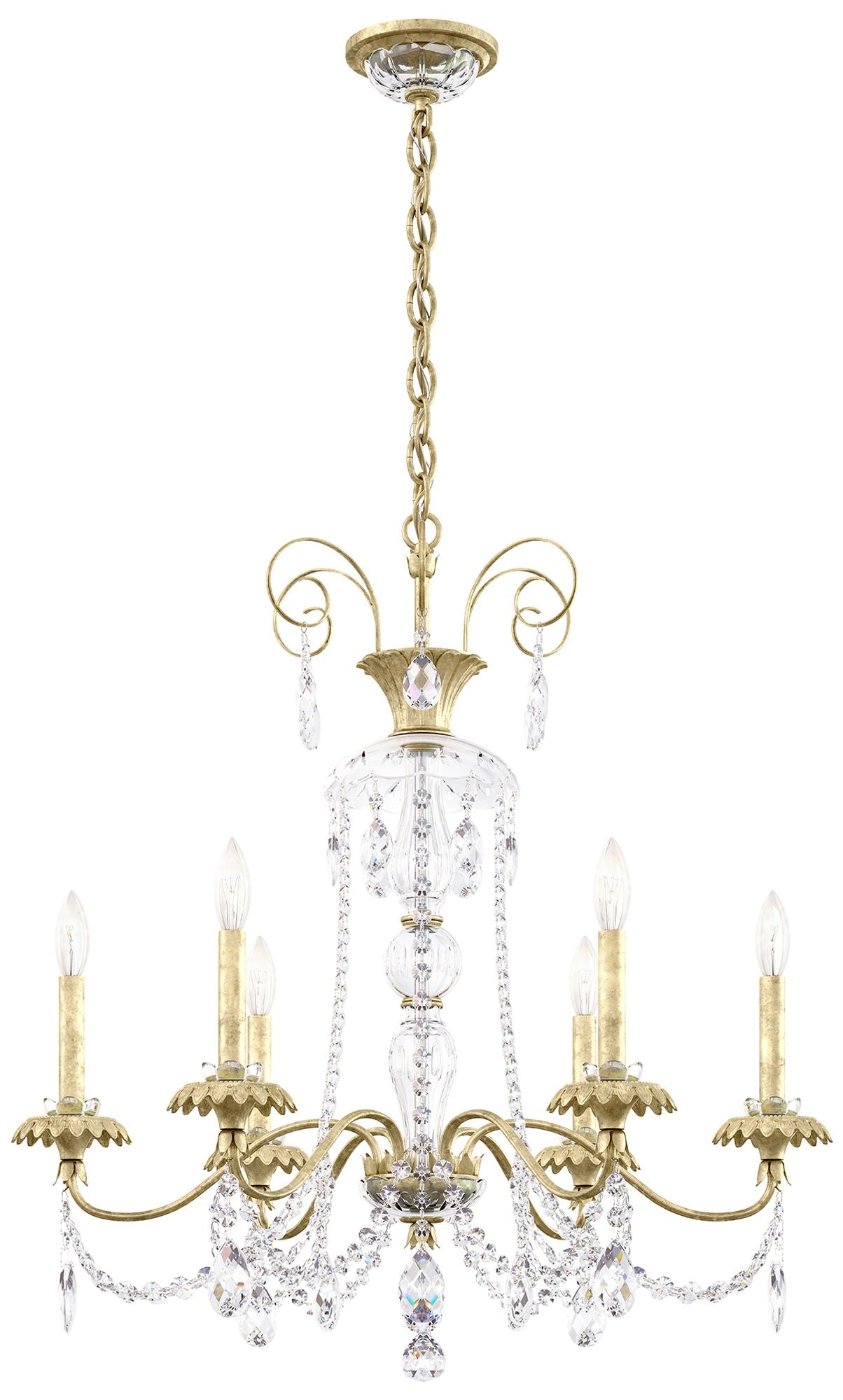 Helenia 30"H x 28"W 6-Light Crystal Chandelier in Heirloom Silver