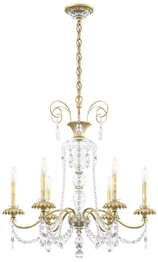 Helenia 30"H x 28"W 6-Light Crystal Chandelier in Heirloom Silver