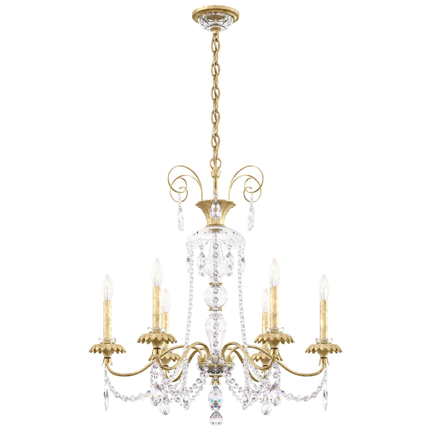 Helenia 30"H x 28"W 6-Light Crystal Chandelier in Heirloom Silver