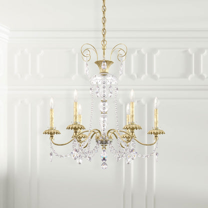 Helenia 30"H x 28"W 6-Light Crystal Chandelier in Heirloom Silver