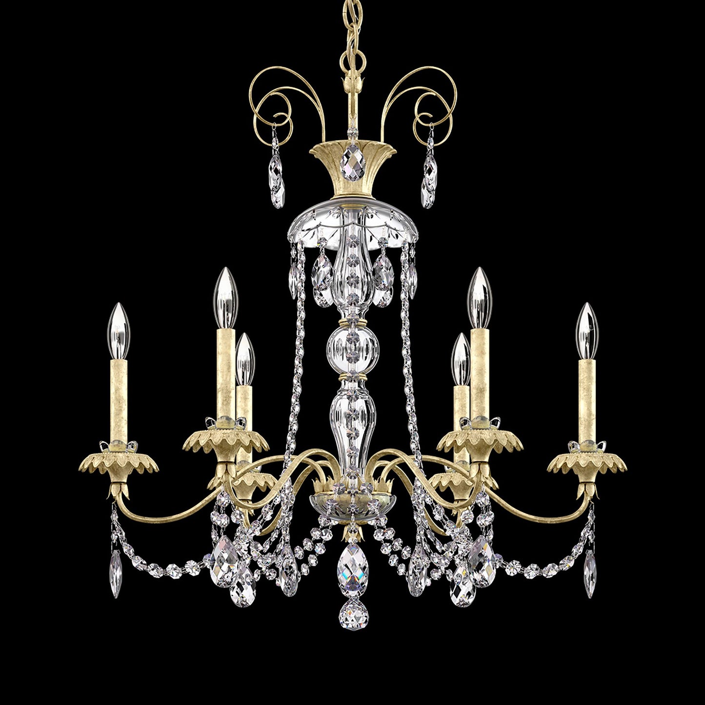 Helenia 30"H x 28"W 6-Light Crystal Chandelier in Heirloom Silver