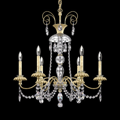 Helenia 30"H x 28"W 6-Light Crystal Chandelier in Heirloom Silver