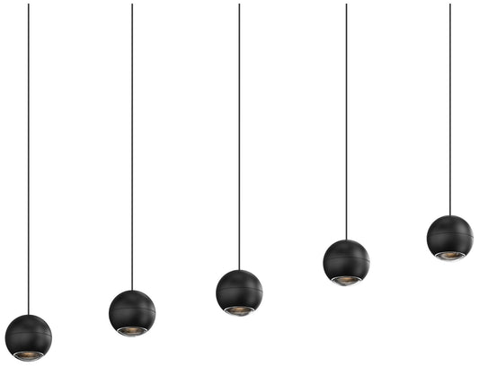 Hemisphere 15" 5 Light Textured Black Linear Pendant