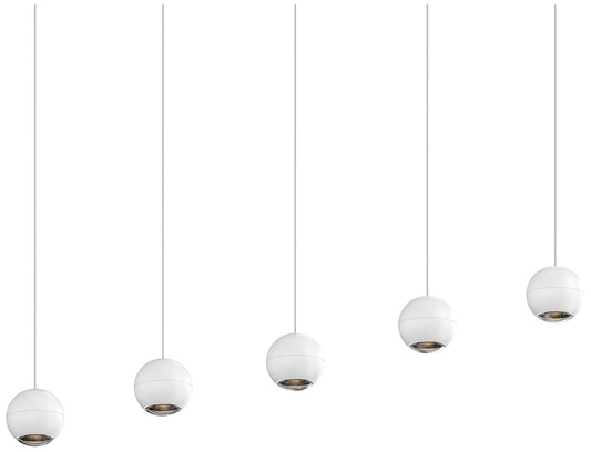 Hemisphere 15" 5 Light Textured White Linear Pendant