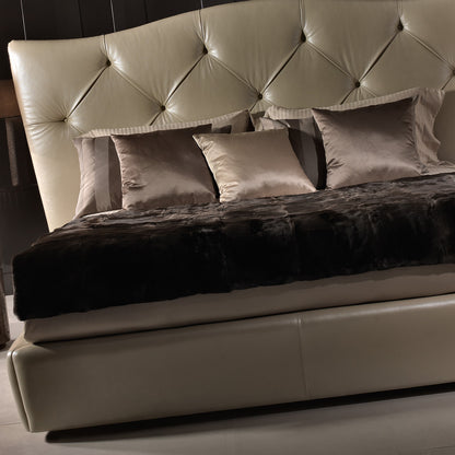 High End Button Upholstered Leather Designer Italian Bed