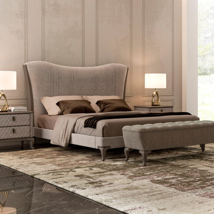 High End Italian Designer Upholstered Bed